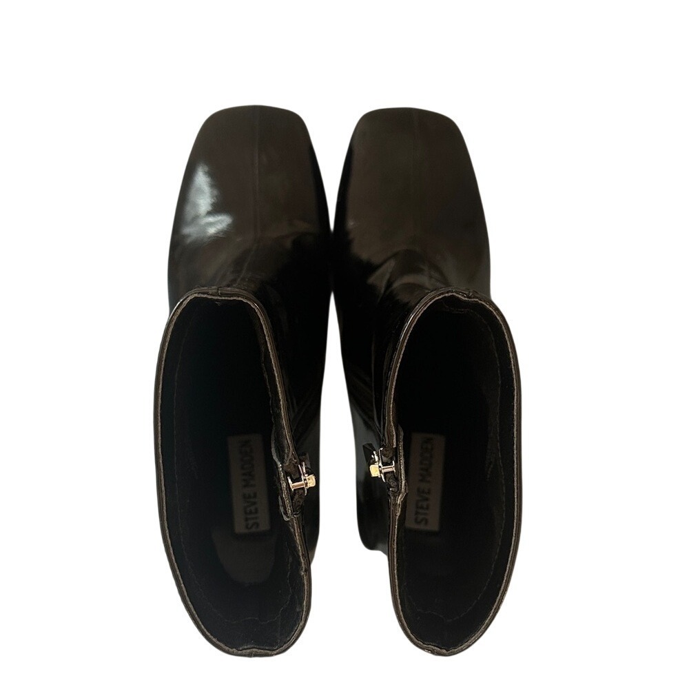 Steve Madden Glossy Black Platform Heeled Boots - Picture 3 of 6